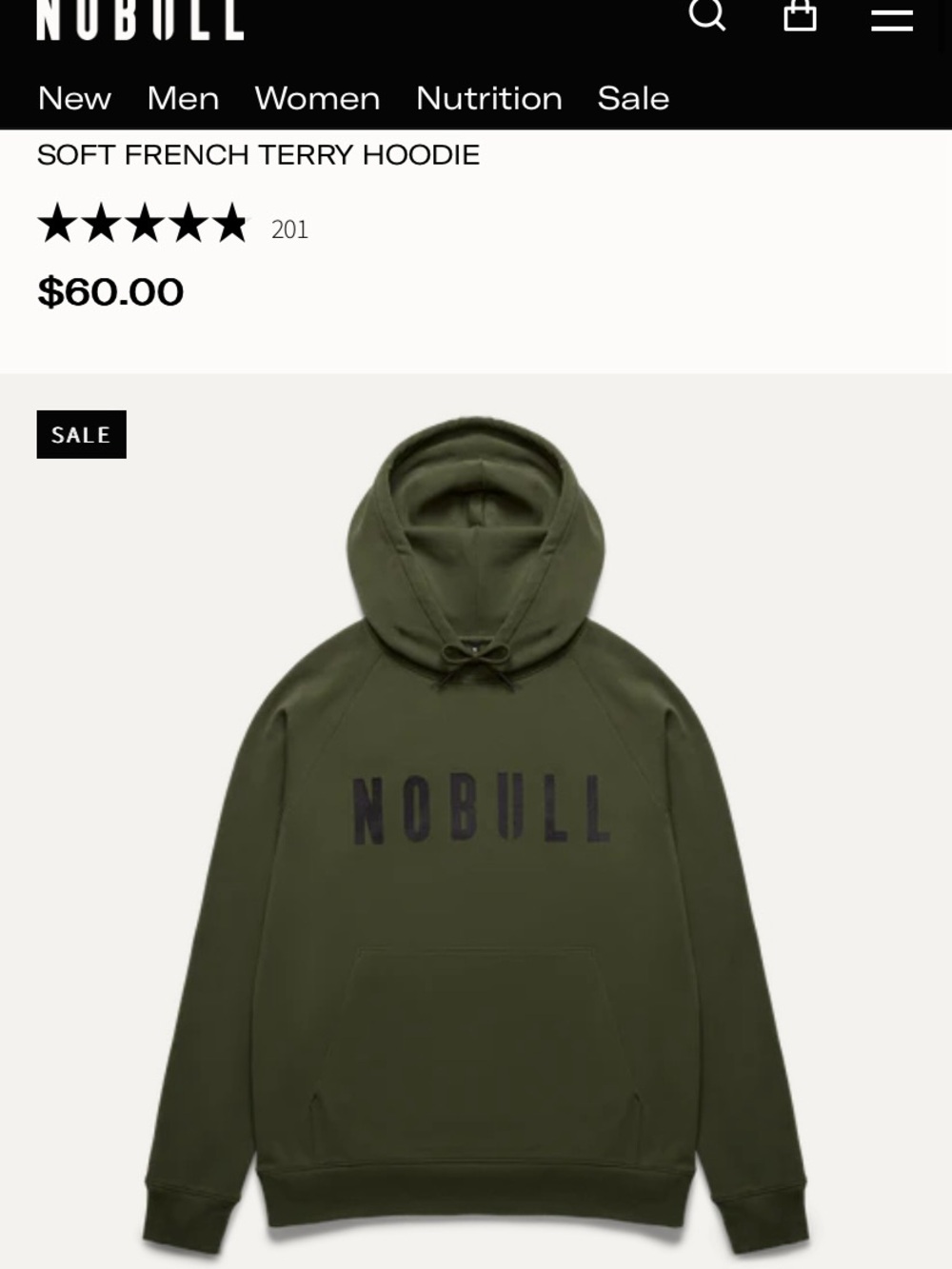 NOBULL Olive Green Crewneck Hoodie with Black Logo